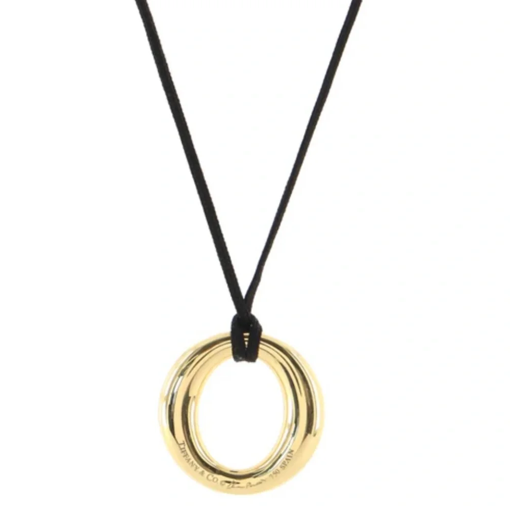 Tiffany & Co Estate ELSA PERETTI 18K Yellow Gold Sevillana Black Cord Necklace - Picture 2 of 4